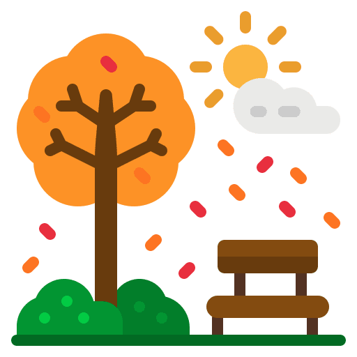 Park landscape trees bench icon