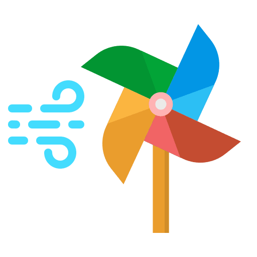 Pinwheel paper kid and baby toy windmill icon