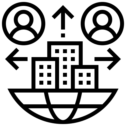 Outsourcing hiring business globalization icon