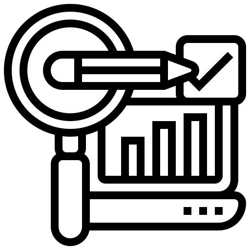 Research business and finance analysis development icon
