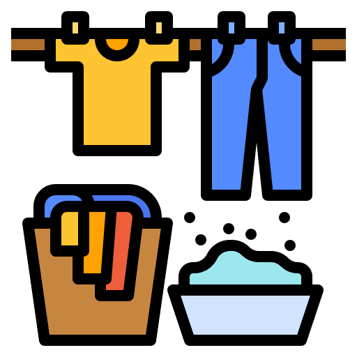 Drying washing basket clothes icon
