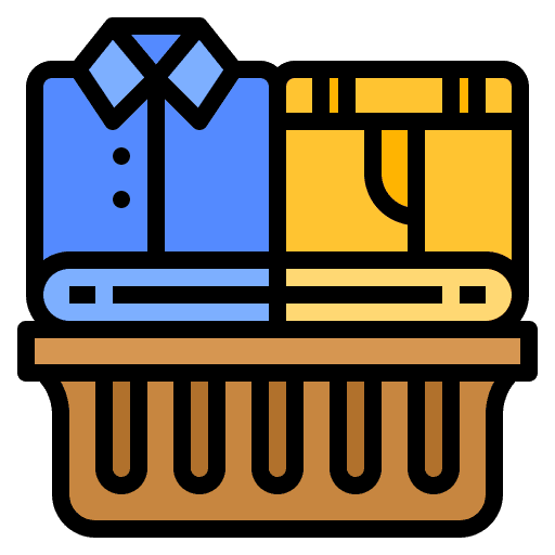 Laundry basket washing furniture and household laundry icon