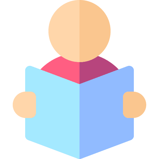 Reading book child library education icon