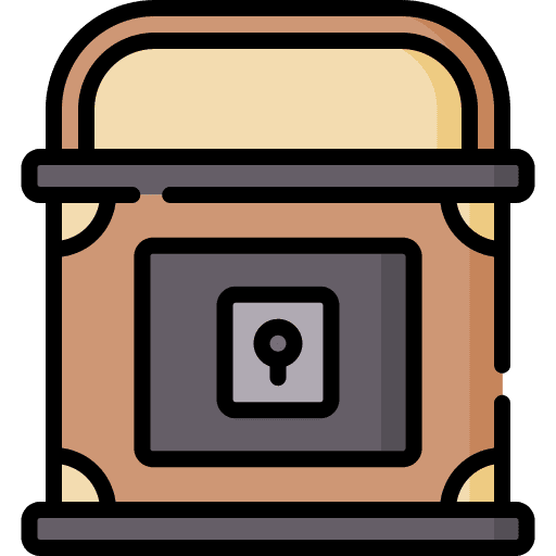 Treasure chest inventory pirate gaming icon