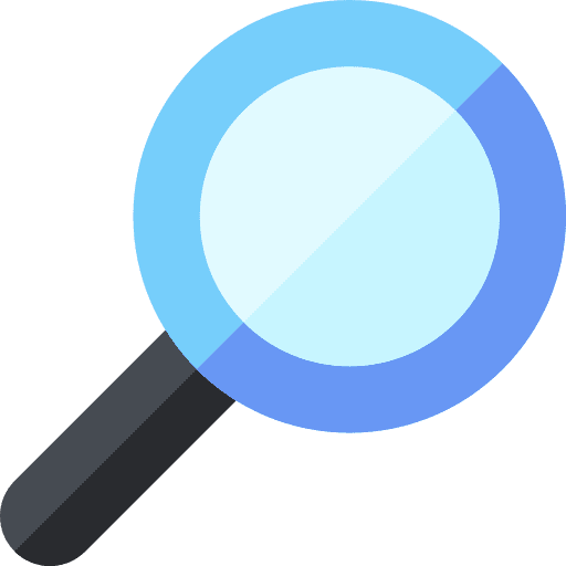 Magnifying glass research discover construction and tools icon