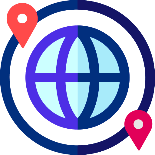 Around the world planet earth planet maps and location icon