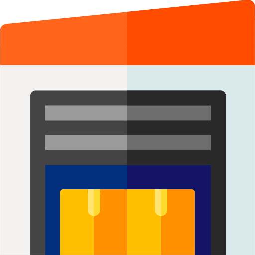 Warehouse open architecture and city warehouse icon