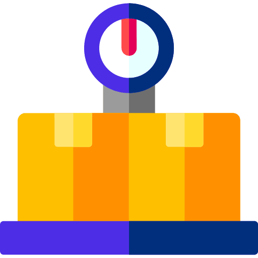 Weight weighing machine box shipping and delivery icon