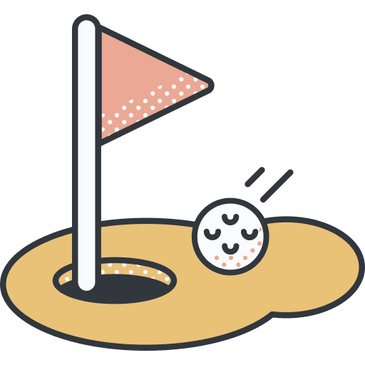 Golf field ball flag icon
