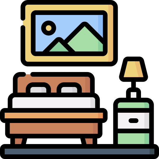 Bedroom bed furniture and household bedroom icon