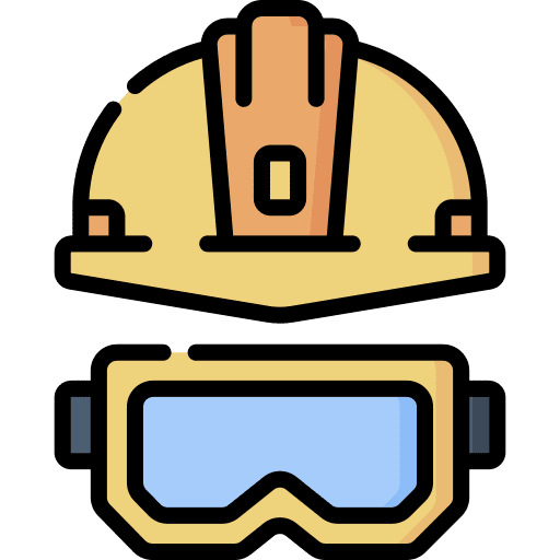 Helmet equipment safety glasses construction icon