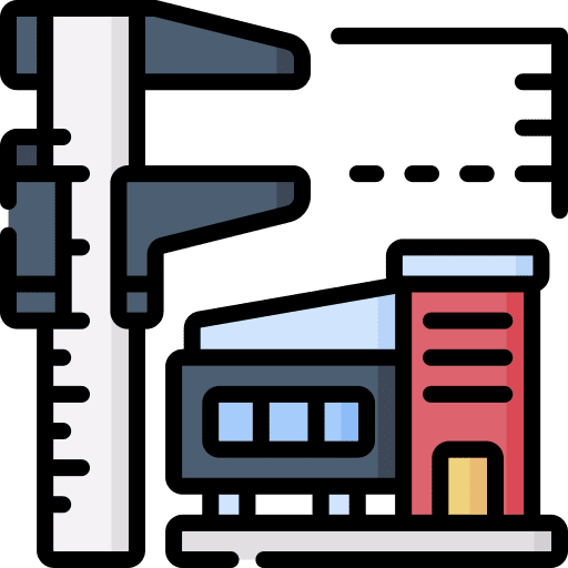 Measurement house construction and tools size icon