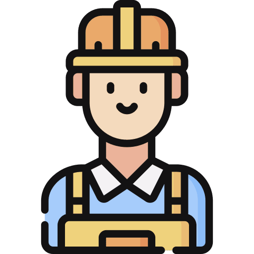 Worker professions and jobs construction worker contractor icon