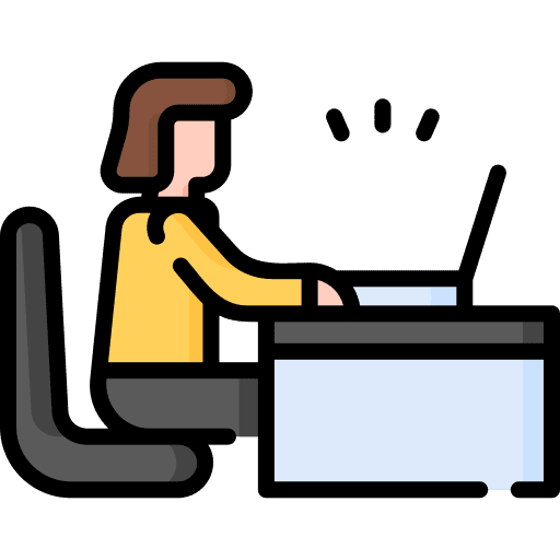 Working woman laptop work from home icon