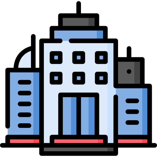 Office architecture and city company office icon
