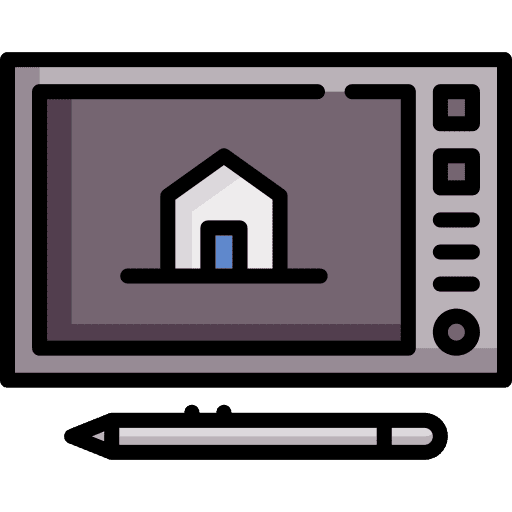 House sketch tablet blueprint real estate icon