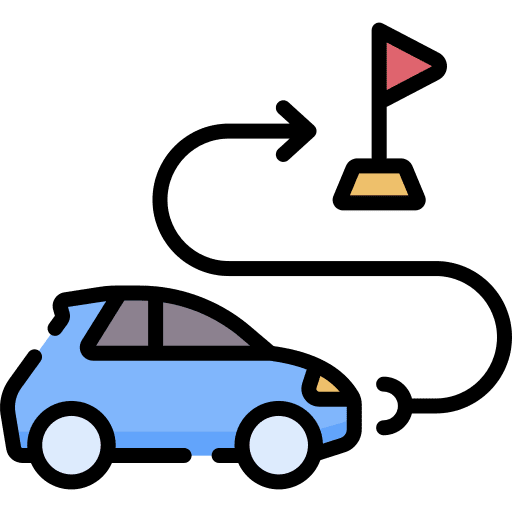 Driving school driving test flag icon