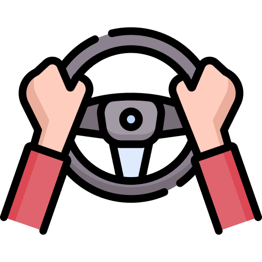 Hands steering wheel car hands icon