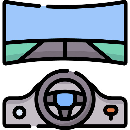 Simulation driving lessons driving steering wheel icon