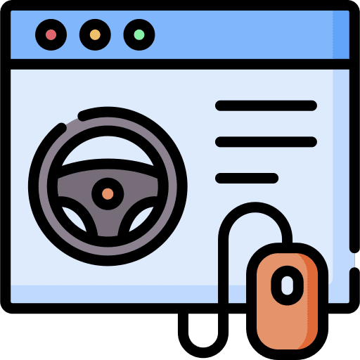 Driving school interface transportation car icon