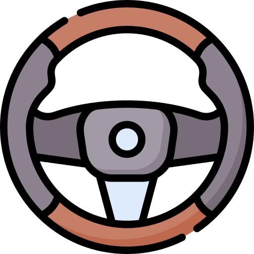 Steering wheel drive transportation driving icon