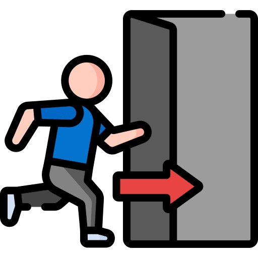 Emergency exit signaling security door icon