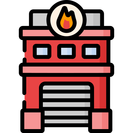 Fire station firefighters security building icon