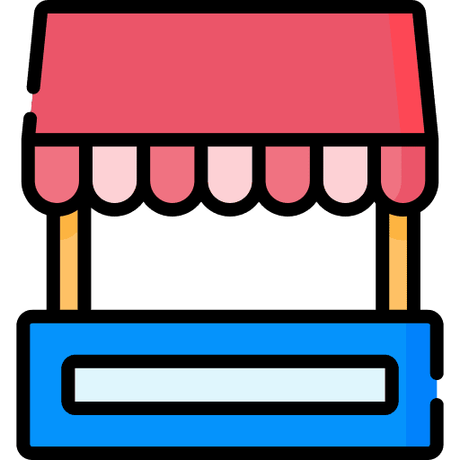 Advertising stand commerce and shopping stall ads icon
