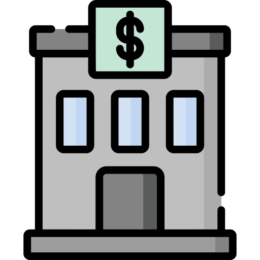 Bank architecture and city dollar symbol building icon