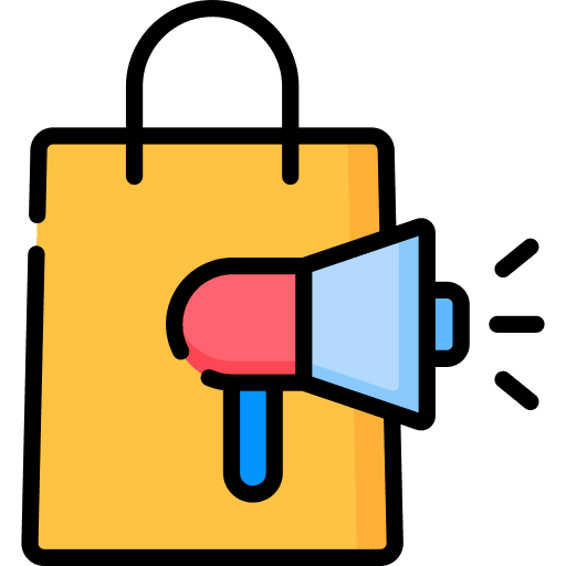 Shopping bag megaphone announcement commerce icon
