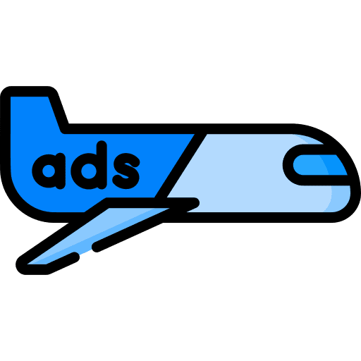 Aerial advertising transport fly ads icon