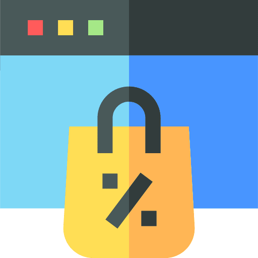 Online shopping percent ecommerce sales icon