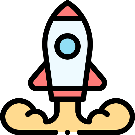 Rocket booster transport space ship launch icon