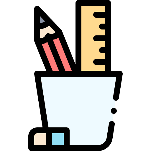 Pencil holder ruler stationery office material icon