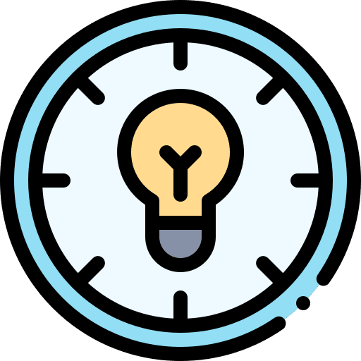 Clock time management light bulb clock icon