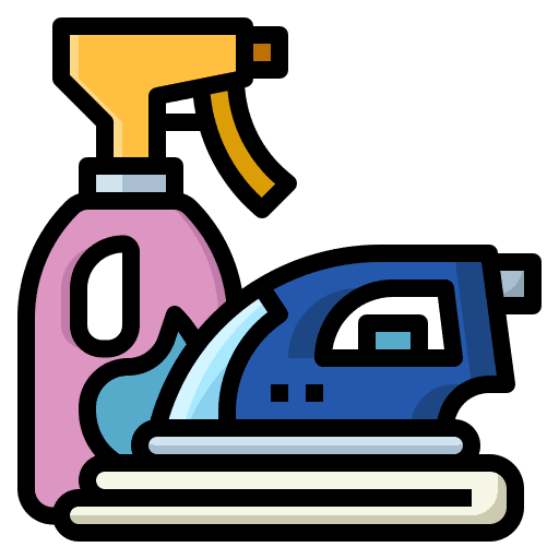Ironing laundry furniture and household iron board icon