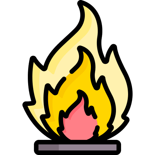 Inflammable fire shapes and symbols burn icon