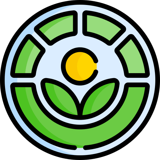 Treated with irradiation plant sun circular icon