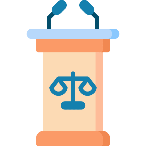 Tribune lectern speech judicial icon