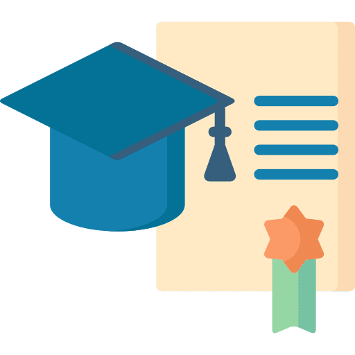 Certificate diploma graduation hat mortarboard icon