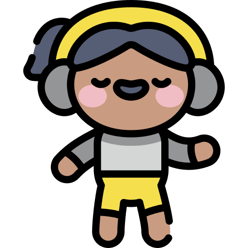 Music girl character illuminating icon