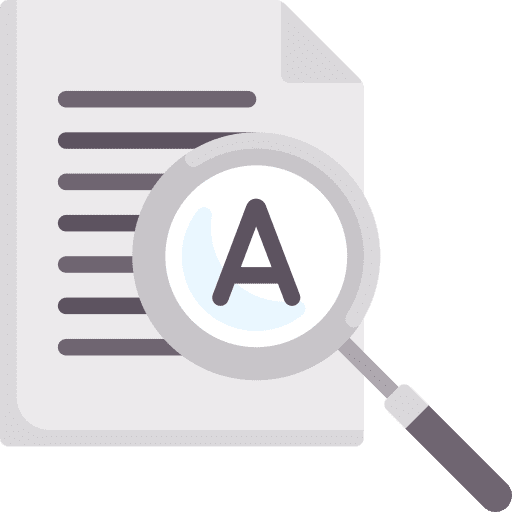 Text zoom magnifier document icon