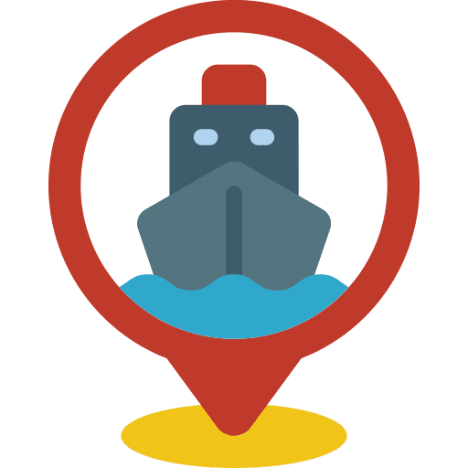 Pin harbour ship maps and location icon