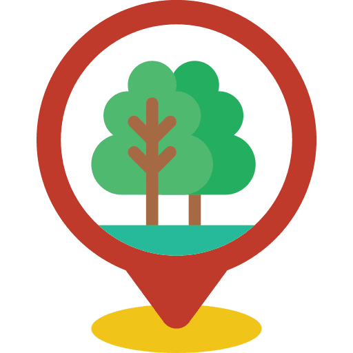 Pin trees park woods icon