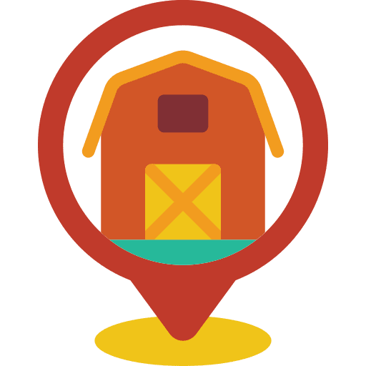 Pin barn maps and location farmhouse icon