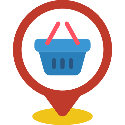 Pin basket shopping cart icon