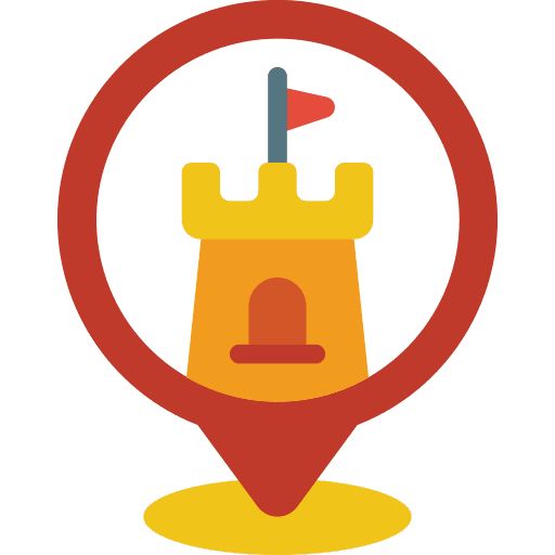 Pin maps and location attraction castle icon