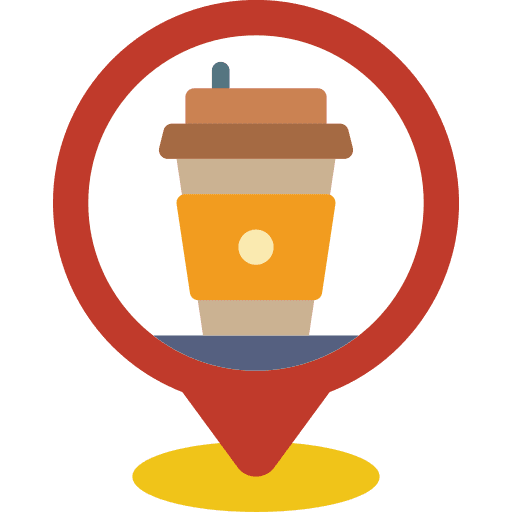Pin maps and location cafe takeaway icon
