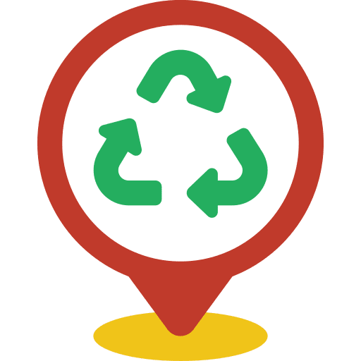 Pin maps and location recycling rubbish icon