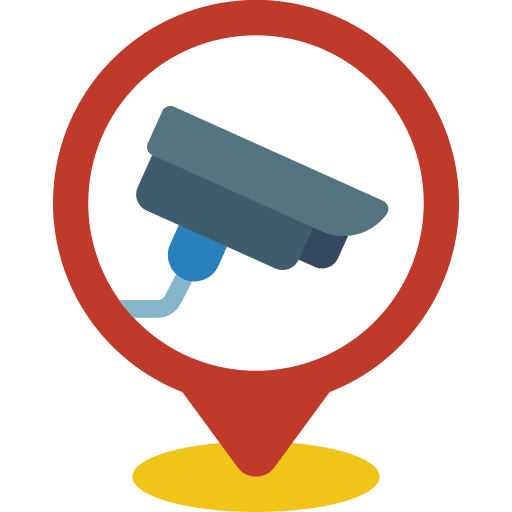 Pin security maps and location cameras icon